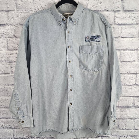 Most Wanted VTG Men's Large American General‎ Finance Denim Button Down Shirt - Picture 1 of 10